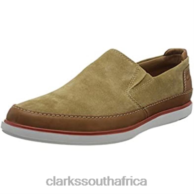 Dark Sand Suede Leather Combi Clarks Men's Bratton Step Loafer0 840401328 Men Clarks Dark Sand Suede Leather Combi