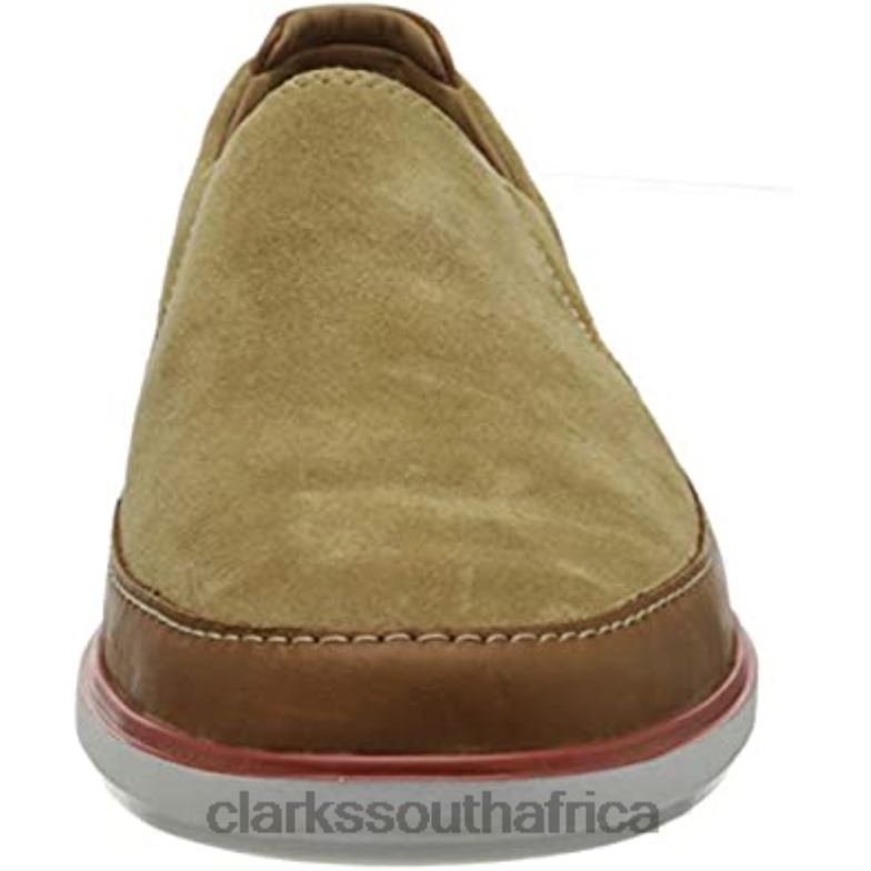 Dark Sand Suede Leather Combi Clarks Men's Bratton Step Loafer0 840401328 Men Clarks Dark Sand Suede Leather Combi