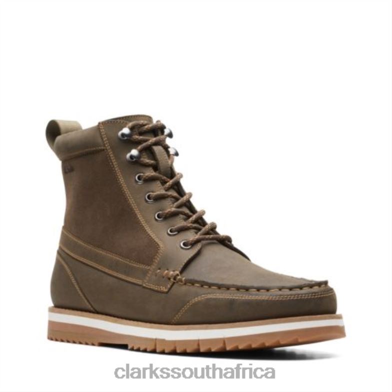 Clarks Dark Olive Leather Durston Hi 840404545 Men Clarks Dark Olive Leather