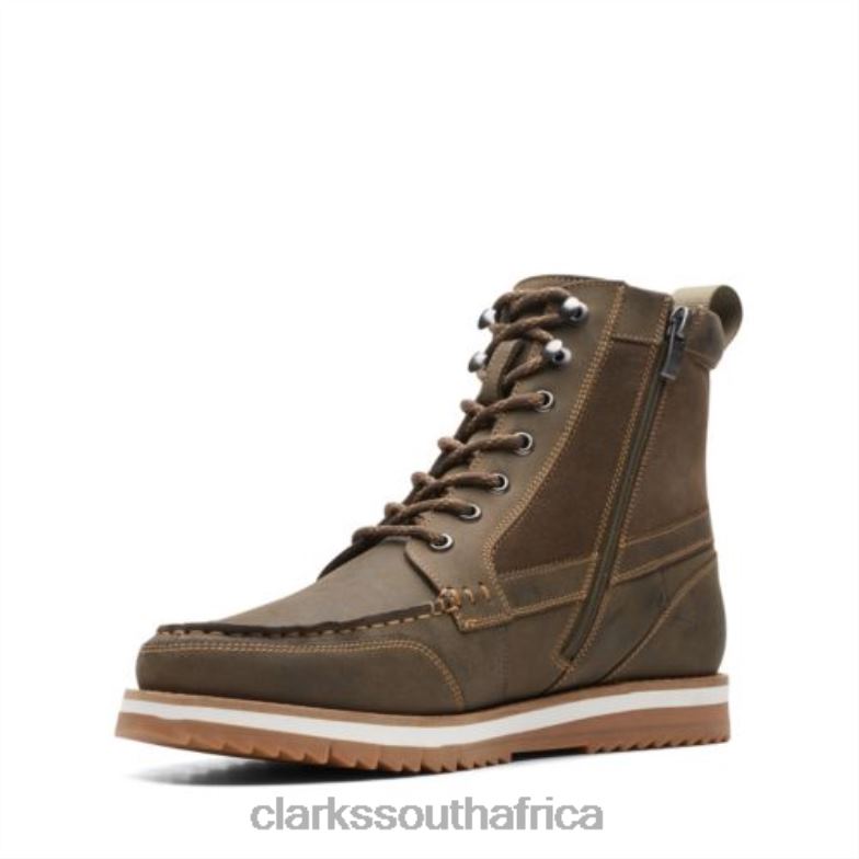 Clarks Dark Olive Leather Durston Hi 840404545 Men Clarks Dark Olive Leather
