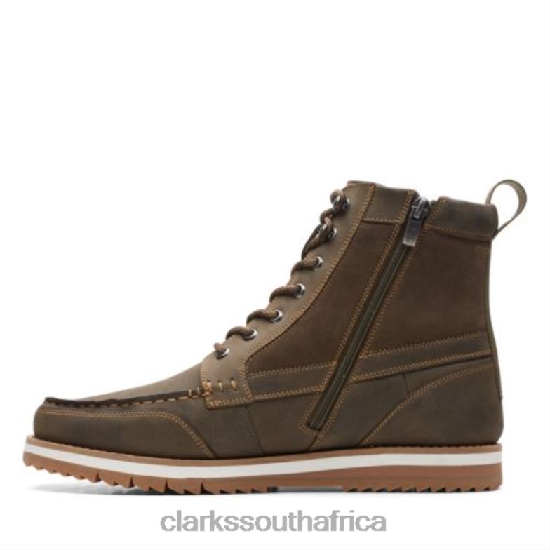 Clarks Dark Olive Leather Durston Hi 840404545 Men Clarks Dark Olive Leather