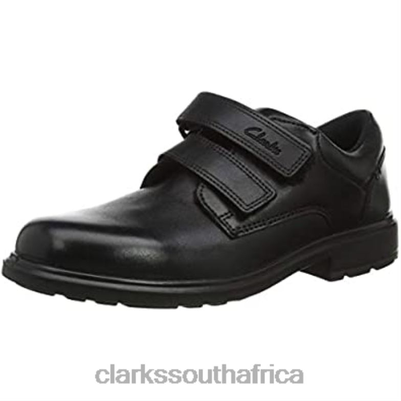 Clarks Men's Remi Pace K Wide Fit School Uniform Shoes Black 840401138 Men Clarks Black Leather