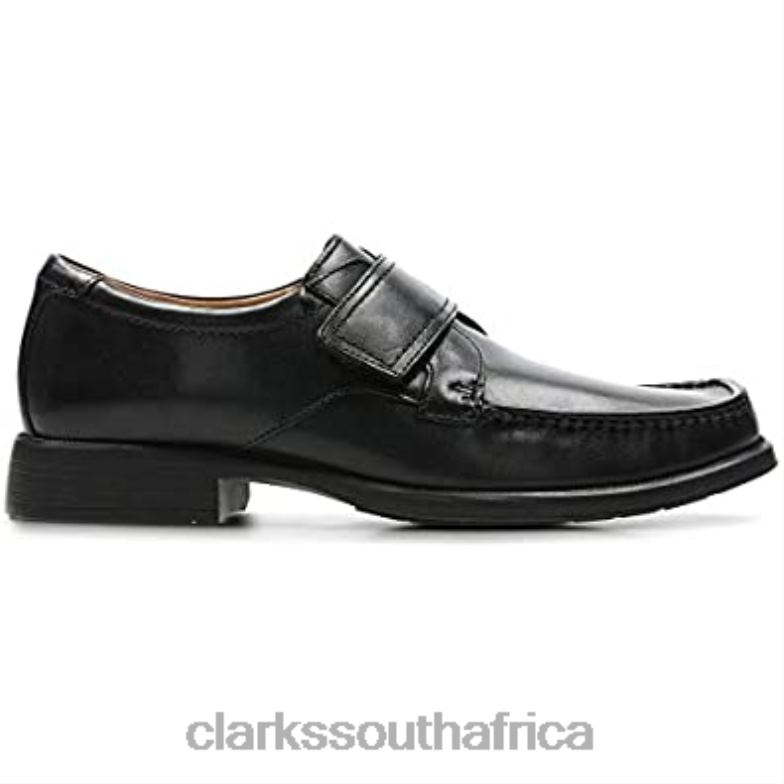Men's Velcro Moccasshoes Huckley Roll Black Leather Clarks Black 840402391 Men Clarks Black