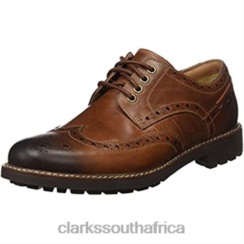 Montacute Wing Men's Brogue Brown Dark Tan Lea Clarks 840402334 Men Clarks Brown Dark Tan Lea