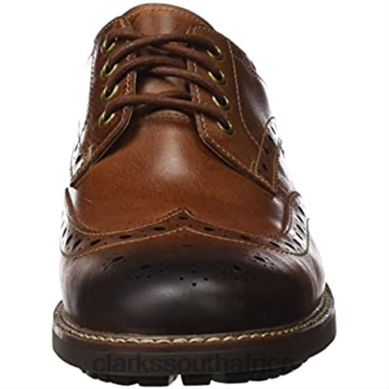 Montacute Wing Men's Brogue Brown Dark Tan Lea Clarks 840402334 Men Clarks Brown Dark Tan Lea