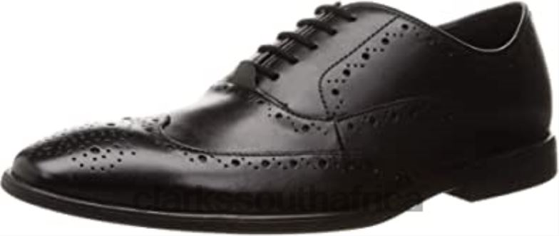 Clarks Men's Bampton Rhodes Oxford Flat Black Leather 840401898 Men Clarks Black Leather