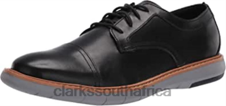 Clarks Men's Draper Cap Oxford Black Leather With Grey Outsole 840401410 Men Clarks Black Leather With Grey Outsole