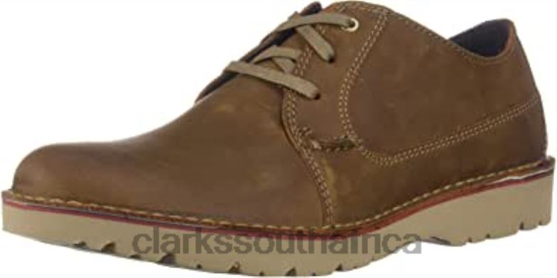 Dark Tan Leather Clarks Men's Vargo Plaoxford 840401051 Men Clarks Dark Tan Leather