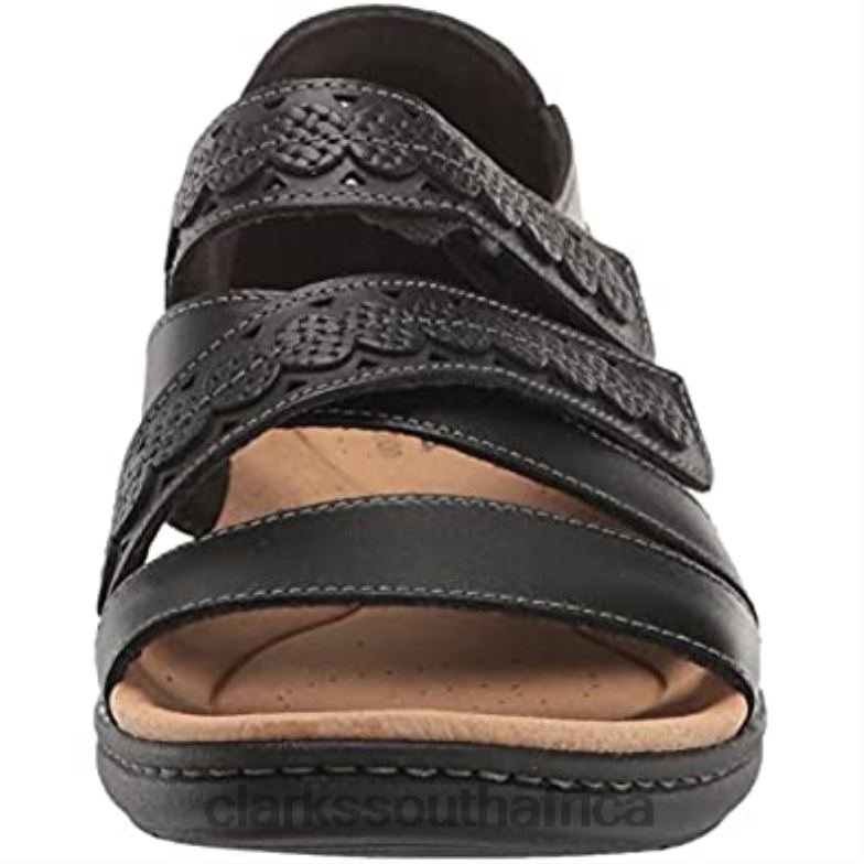 Clarks Black Leather Men's Laurieann Holly Flat Sandal 840402017 Men Clarks Black Leather