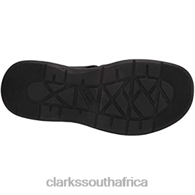 Clarks Black Tumbled Leather Men's Hapsford Cove Fisherman Sandal 840401745 Men Clarks Black Tumbled Leather