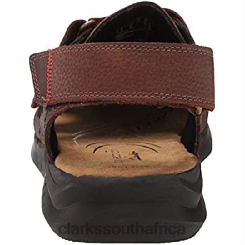 Clarks Brown Tumbled Leather Men's Hapsford Cove Fisherman Sandal 840401841 Men Clarks Brown Tumbled Leather