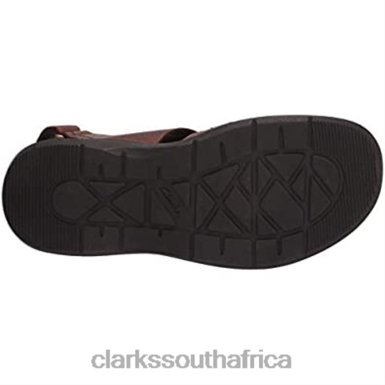 Clarks Brown Tumbled Leather Men's Hapsford Cove Fisherman Sandal 840401841 Men Clarks Brown Tumbled Leather