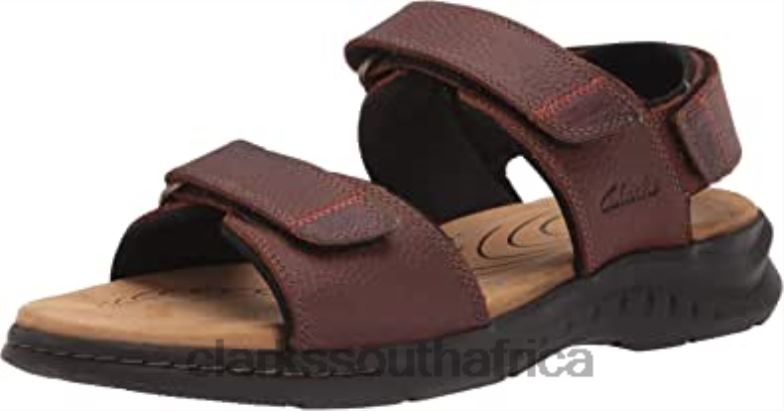 Clarks Men's Hapsford Creek Sandal Brown Tumbled Leather 840402082 Men Clarks