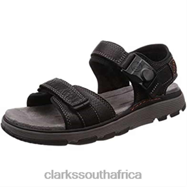 Clarks Men's Un Trek Part Sling Back Sandals Black 840402458 Men Clarks Black Leather