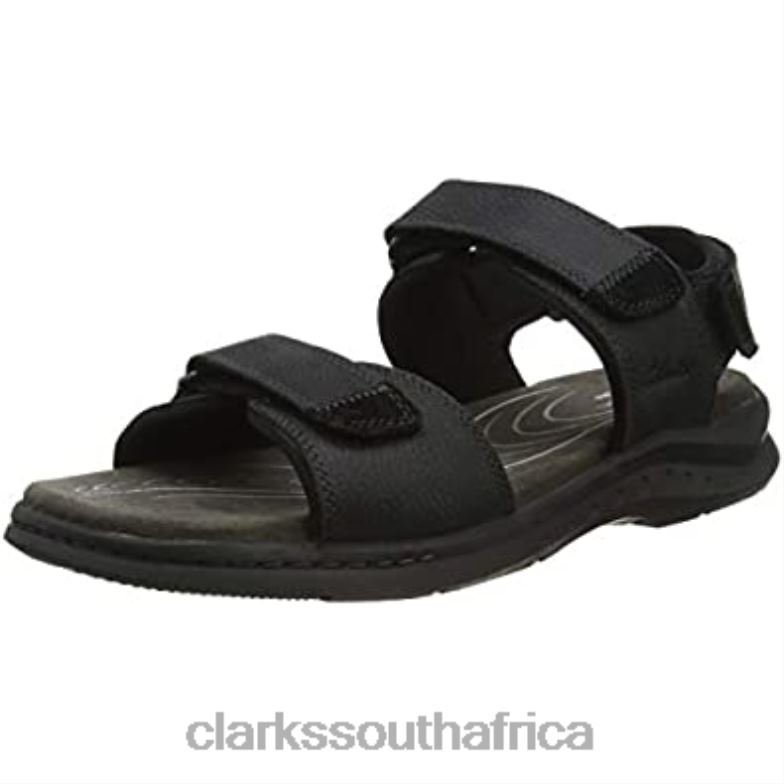 Men's Hapsford Trail Sandal Clarks Black Tumbled Leather 840402087 Men Clarks Black Tumbled Leather