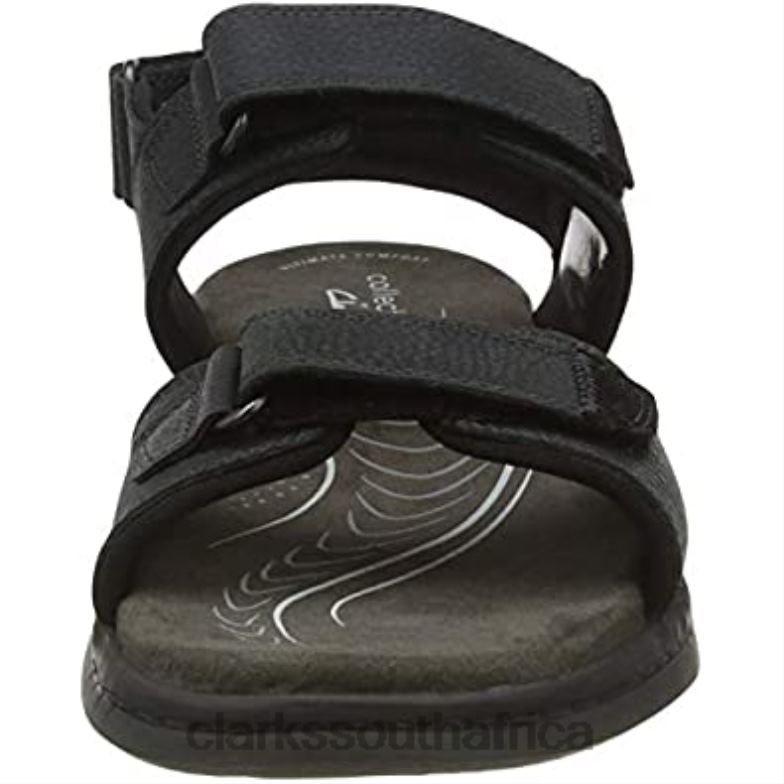 Men's Hapsford Trail Sandal Clarks Black Tumbled Leather 840402087 Men Clarks Black Tumbled Leather