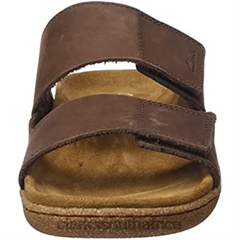 Men's Pilton Strap Slide Sandal Brown Nubuck Clarks 840401950 Men Clarks Brown Nubuck