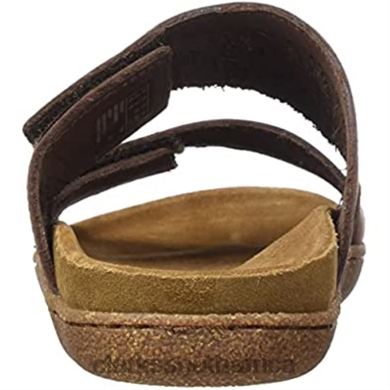 Men's Pilton Strap Slide Sandal Brown Nubuck Clarks 840401950 Men Clarks Brown Nubuck