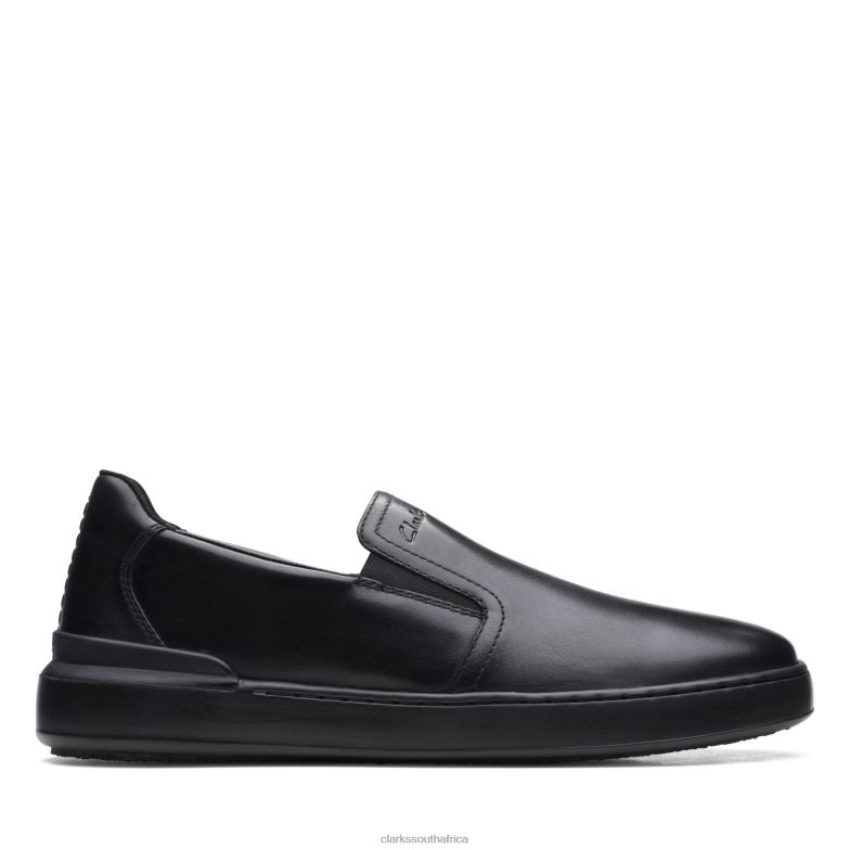 Court Lite Slip Black Leather Clarks 840403702 Men Clarks Black Leather