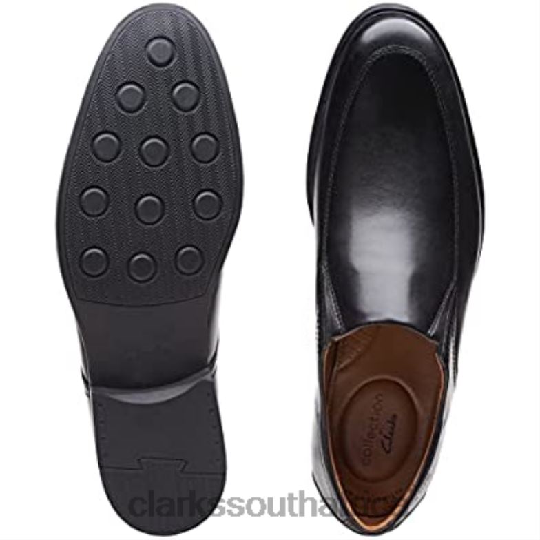 Black Leather Men's Gosworth Step Low-Top Slippers Clarks 840401636 Men Clarks Black Leather