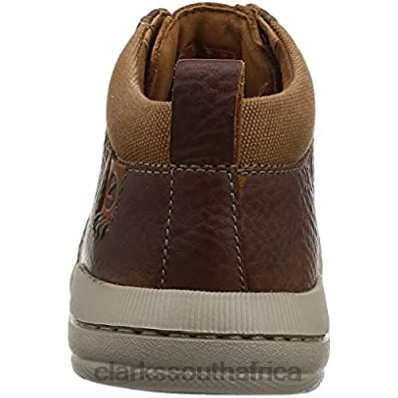 Clarks Men's Driftway Mid Sneaker Dark Tan Lea 840401594 Men Clarks Dark Tan Lea