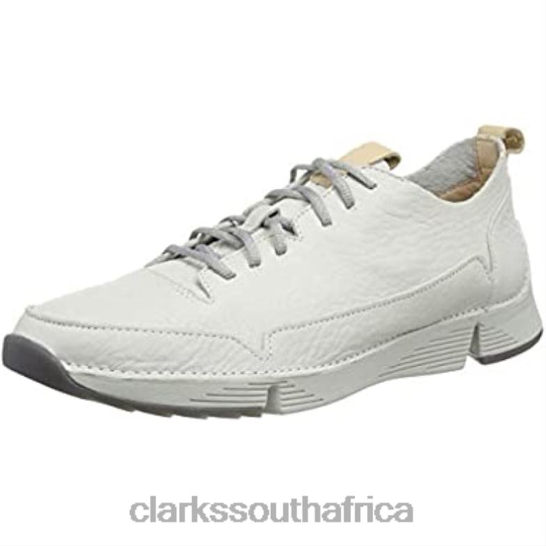 White White Leather Clarks Men's Tri Spark Low-Top Sneakers 840401832 Men Clarks White White Leather