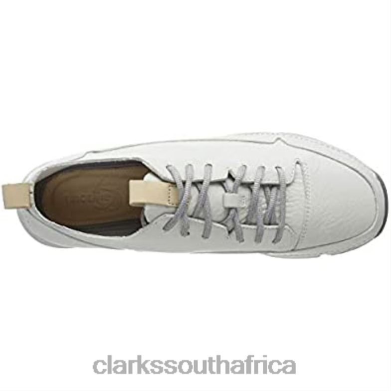 White White Leather Clarks Men's Tri Spark Low-Top Sneakers 840401832 Men Clarks White White Leather