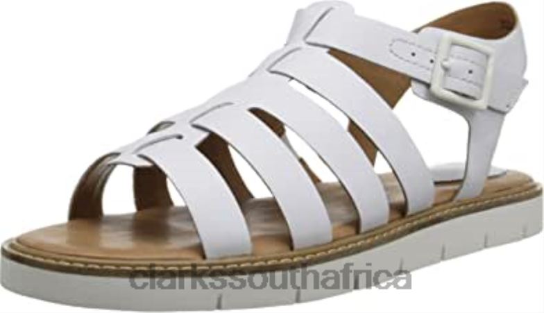Lydie Kona Open Toe Leather Gladiator Sandal White Leather Clarks 840402270 Unisex Clarks White Leather