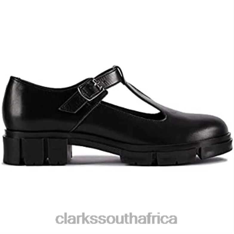 Clarks Teala Bar Leather Shoes Black 8404051 Unisex Clarks