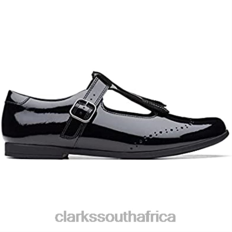 Fashion Scala Teen Youth Leather Shoes Black Clarks 84040510 Unisex Clarks