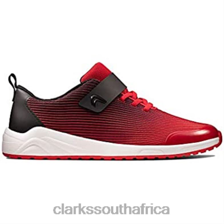 Clarks Aeon Pace Youth Textile Trainers Red 840401441 Unisex Clarks