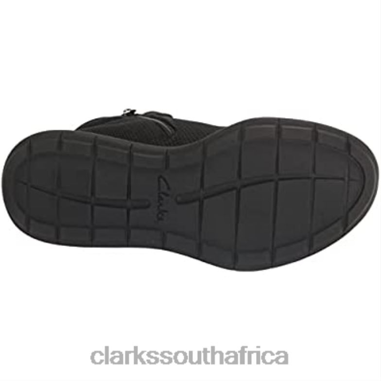 Black Knit Clarks Women's Ezera Tie Ankle Boot 840402275 Women Clarks Black Knit