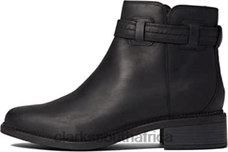 Black Leather Clarks Women's Maye Ease Ankle Boot 840401875 Women Clarks Black Leather