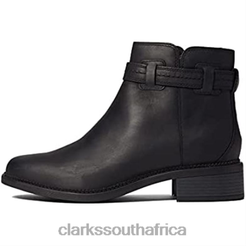 Black Leather Clarks Women's Maye Ease Ankle Boot 840401875 Women Clarks Black Leather