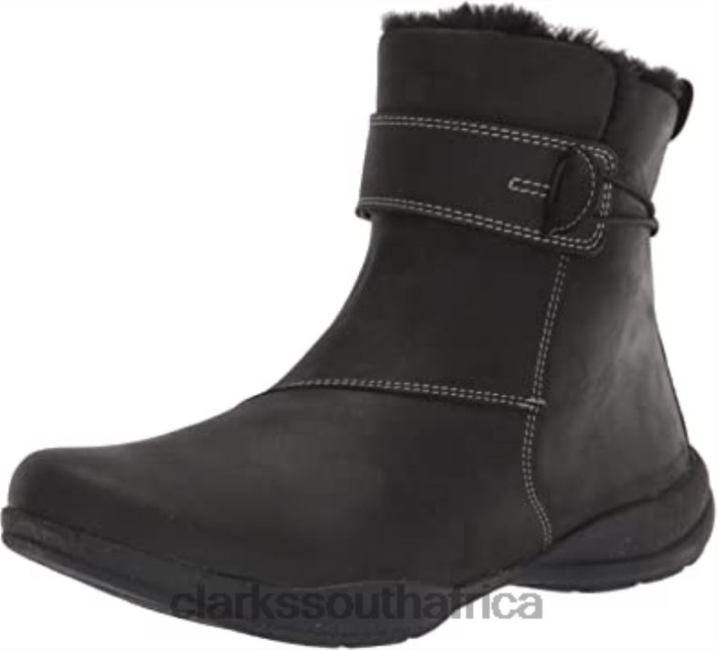Black Leather Women's Roseville Boot Warmlined Waterproof Ankle Clarks 840402740 Women Clarks Black Leather