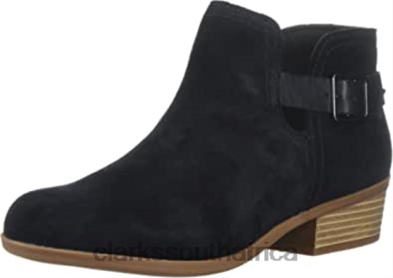 Black Suede Clarks Women's Addiy Carisa Ankle Boot 840402363 Women Clarks Black Suede