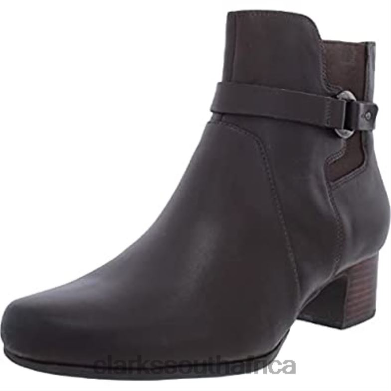 Brown Leather Clarks Women's Un Damson Mid Ankle Boot 840402643 Women Clarks Brown Leather