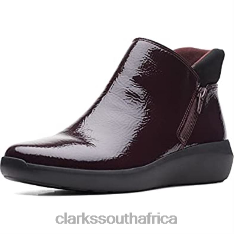 Burgundy Patent Clarks Women's Kayleigh Mid Ankle Boot 84040768 Women Clarks