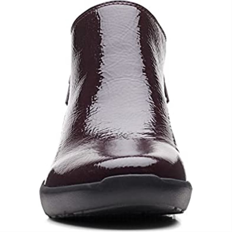 Burgundy Patent Clarks Women's Kayleigh Mid Ankle Boot 84040768 Women Clarks