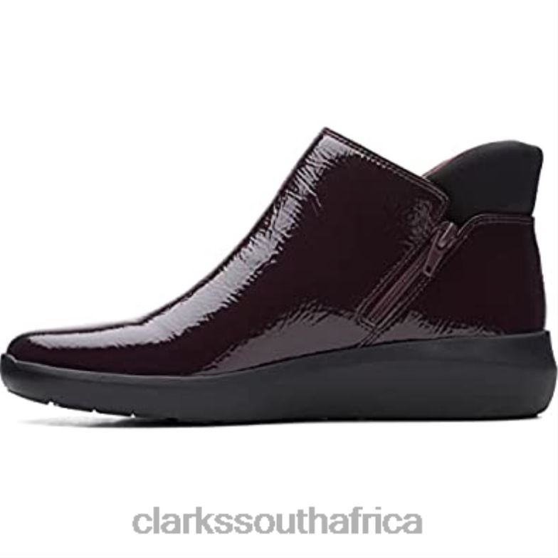 Burgundy Patent Clarks Women's Kayleigh Mid Ankle Boot 84040768 Women Clarks