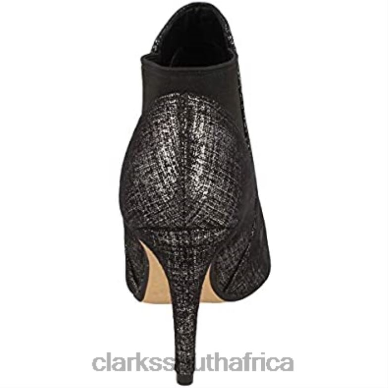Clarks Black Metallic Silver Women's Laina Violet Ankle Boots 840402529 Women Clarks Black Metallic Silver