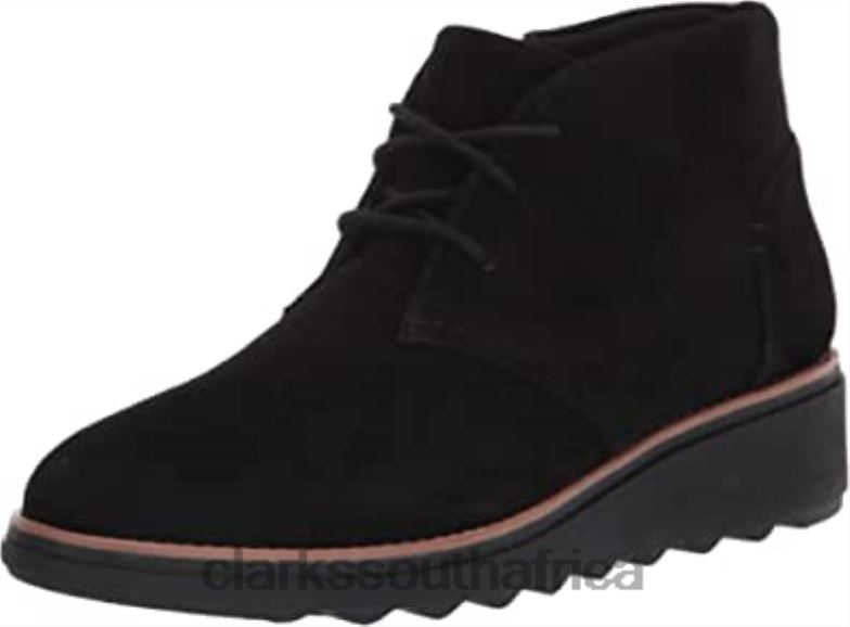 Clarks Black Suede Women's Sharon Hop Ankle Boot 84040689 Women Clarks Black Suede