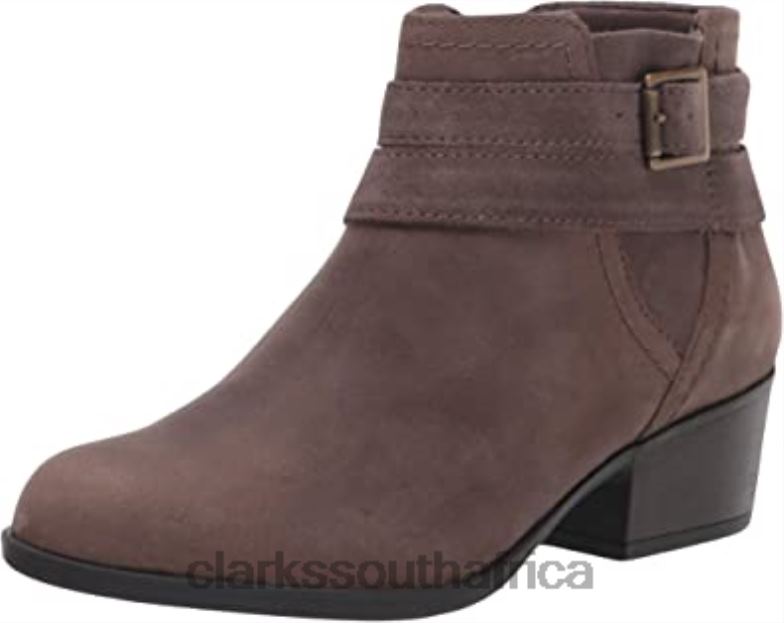 Clarks Women's Adreena Show Ankle Boot Dark Taupe Leather 840402874 Women Clarks Dark Taupe Leather