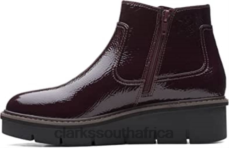 Clarks Women's Airabell Style Ankle Boots Burgundy Patent 84040754 Women Clarks Burgundy Patent