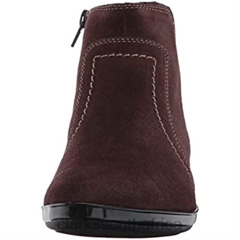 Dark Brown Suede Clarks Women's Everlay Leigh Ankle Bootie 840402456 Women Clarks Dark Brown Suede