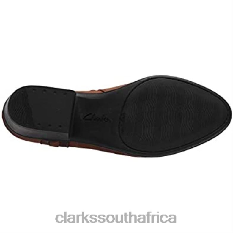 Dark Tan Leather Women's Adreena Lilac Ankle Boot Clarks 840401316 Women Clarks Dark Tan Leather