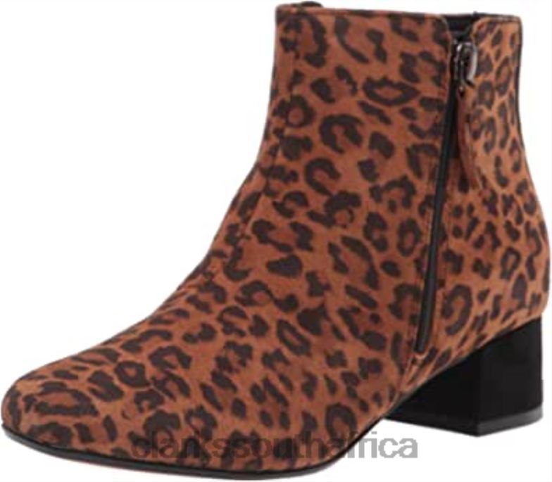 Dark Tan Leopard Suede Clarks Women's Marilyn Beth Ankle Boot 840401728 Women Clarks Dark Tan Leopard Suede