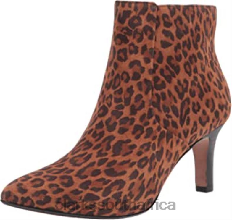 Dark Tan Leopard Suede Women's Illeana Petal Ankle Boot Clarks 840402620 Women Clarks