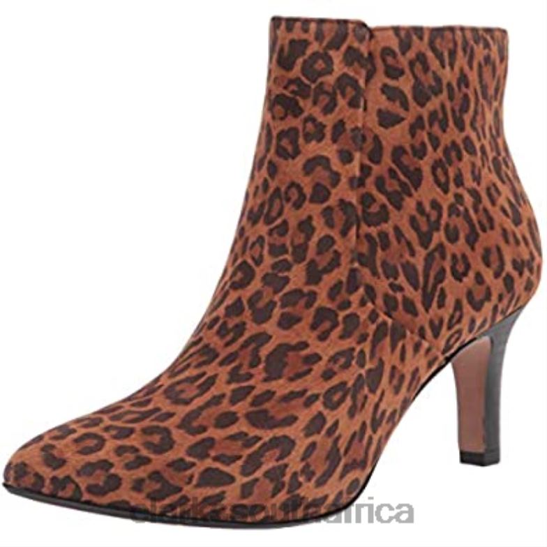 Dark Tan Leopard Suede Women's Illeana Petal Ankle Boot Clarks 840402620 Women Clarks