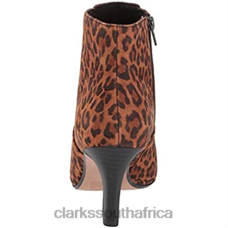 Dark Tan Leopard Suede Women's Illeana Petal Ankle Boot Clarks 840402620 Women Clarks